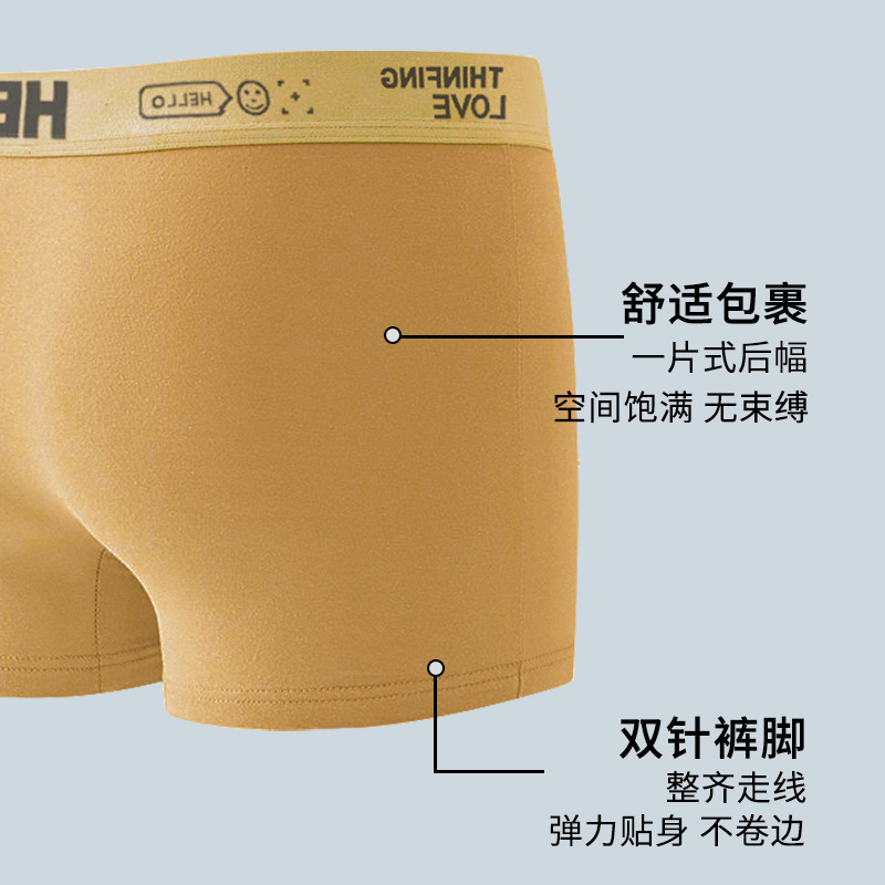 New Men's Boxer Underwear Breathable Skin-friendly Cotton Loose Mid-waist Sports Boxer Shorts Teenager Solid Color