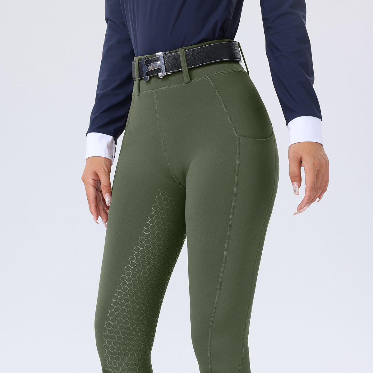 Amazon Cross-Border Equestrian Pants Women's Full-Seat Silicone Non-Slip Wear-Resistant High-Waist Tight Riding Pants with Flap Pocket Pantss Equestrian Uniforms