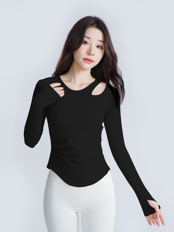 Yoga clothes long-sleeved women's autumn top with chest pad Pilates training fitness top slimming running sports T-shirt