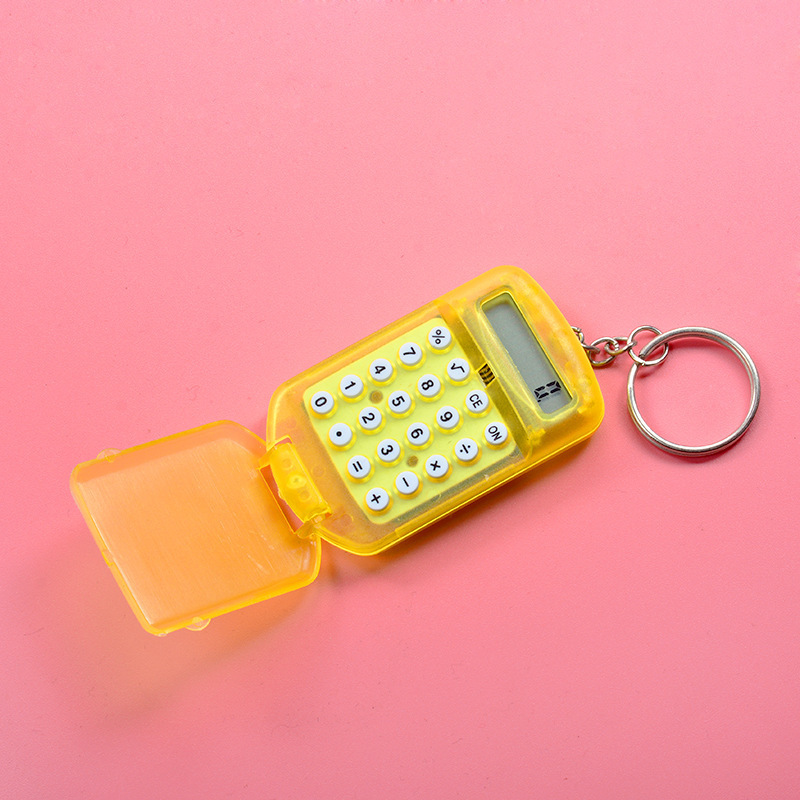 Transparent Mini Calculator Creative Pocket Flip Calculator Student Portable Keychain Pendant Calculator