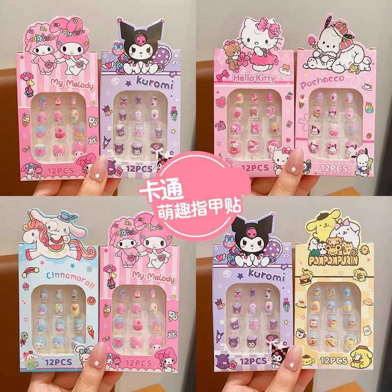 Наклейки на ногти для детей Kulomi с забавными рисунками, съемные наклейки с мультяшными персонажами Sanrio