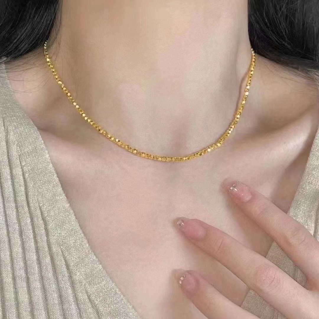 Pure Gold 999 Gold Bouncy Beads Laser Beads 3D Hard Gold Small Gold Beads Transfer Bead Tail Ring Loose Beads Gold Beans