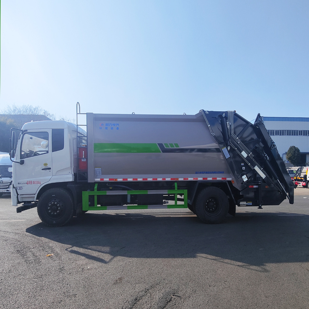 Dongfeng Tianjin Household Garbage Collection Truck 16 Square Meters 12 Tons Swing Arm Type Flip Compression Garbage Truck with Rear Hanging Bucket