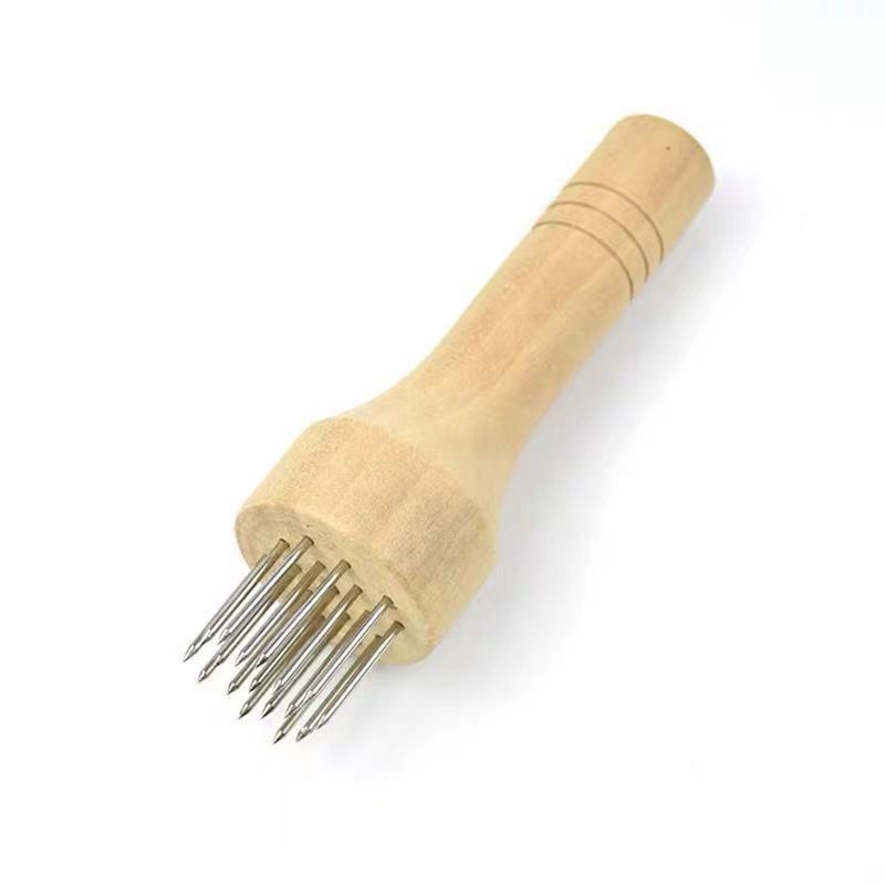 Wooden handle meat tying machine pine needle skin meat tying hole in flavor meat tying machine stainless steel hole-tying steak hole-tying tender meat