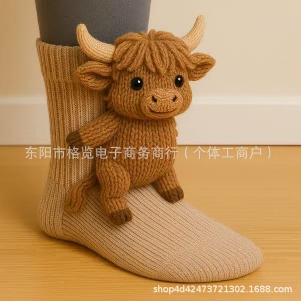 Cross-Border New Product Animal Socks Animal Socks Christmas Knitted Floor Socks Warm Socks Cute Autumn and Winter Floor Socks