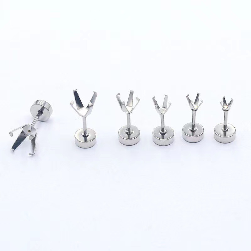 Titanium steel stainless steel claw holder pressing extrusion type four claw holder zircon huazi claw pin screw in stock wholesale factory