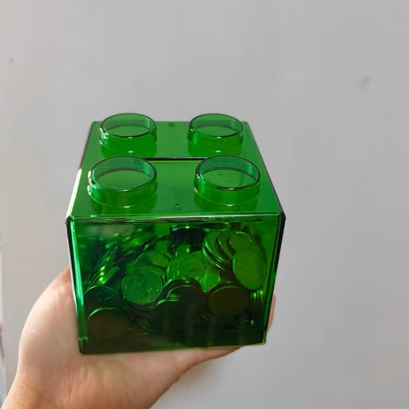 ins Wind Building Blocks Shape Piggy Bank Coin Stackable Piggy Bank Transparent Plastic Coin Debris Building Blocks