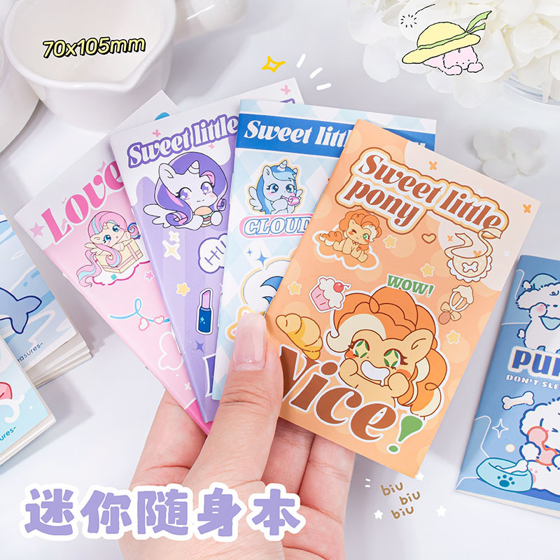Cartoon Riding Nail Horizontal Line Soft Leather Notebook Notepad Small Notebook Cute Mini Student Portable Account Book