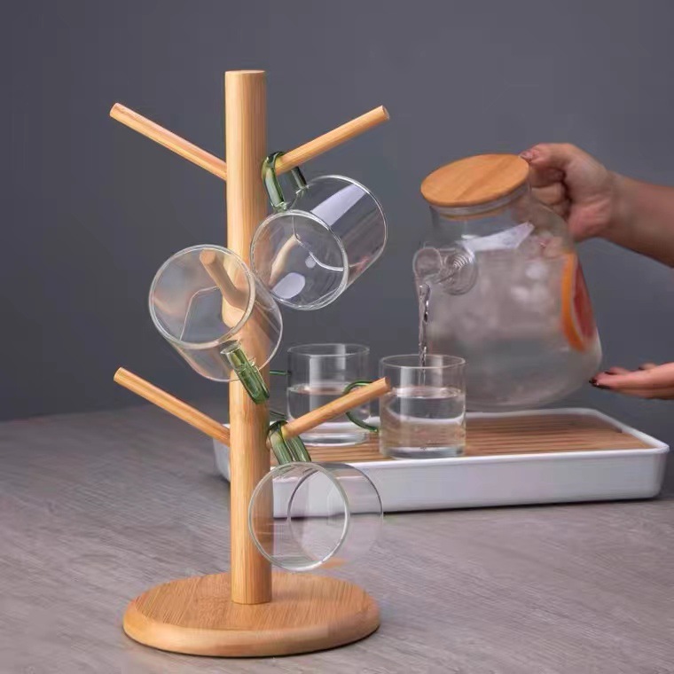 Wholesale Household Bamboo Cup Holder Creative Storage Rack Water Cup Rack Inverted Drain Rack Cup Rack