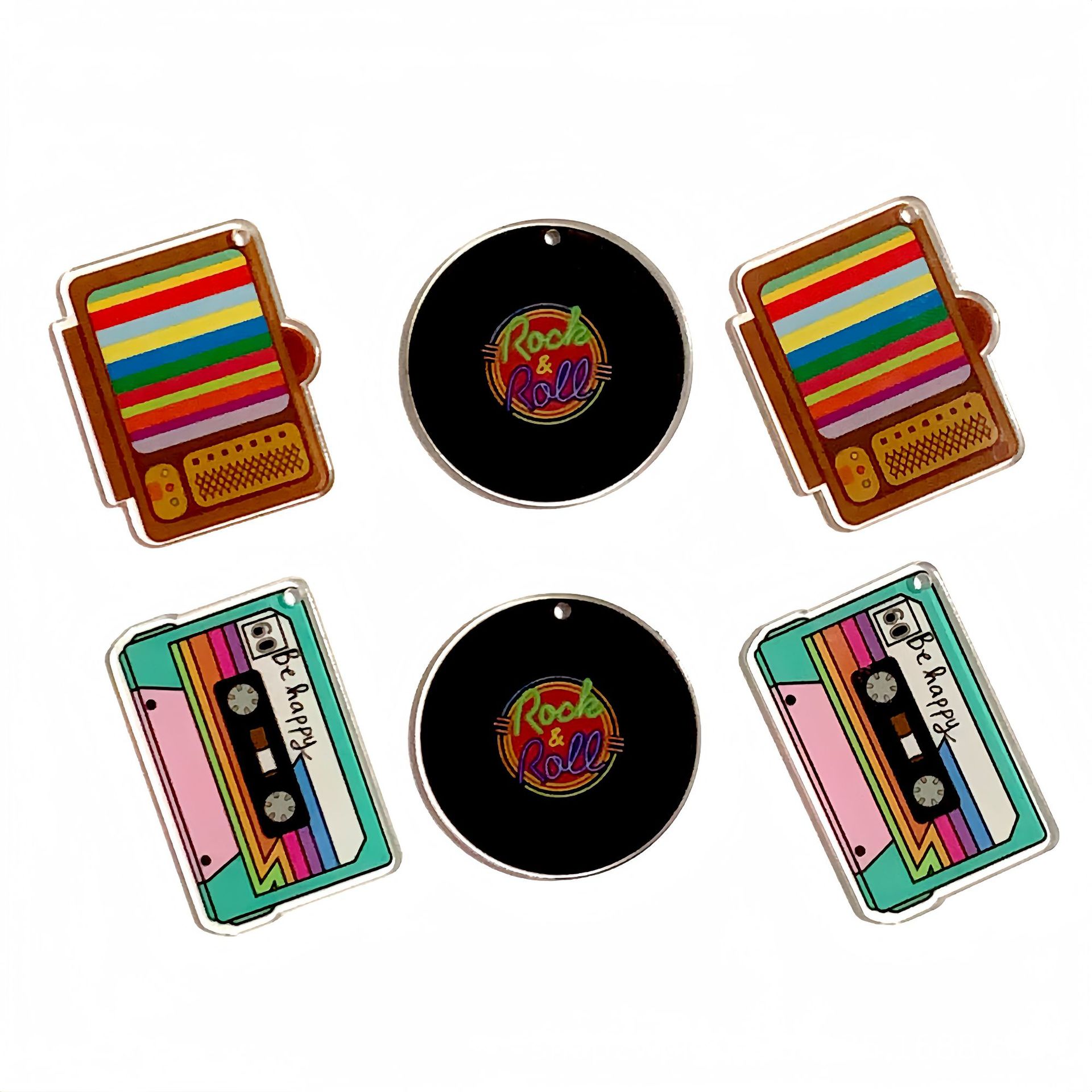 Cross-border Live Selling Tape Record Keychain Pendant DIY Earrings Crafts Pendant Jewelry Accessories Wholesale