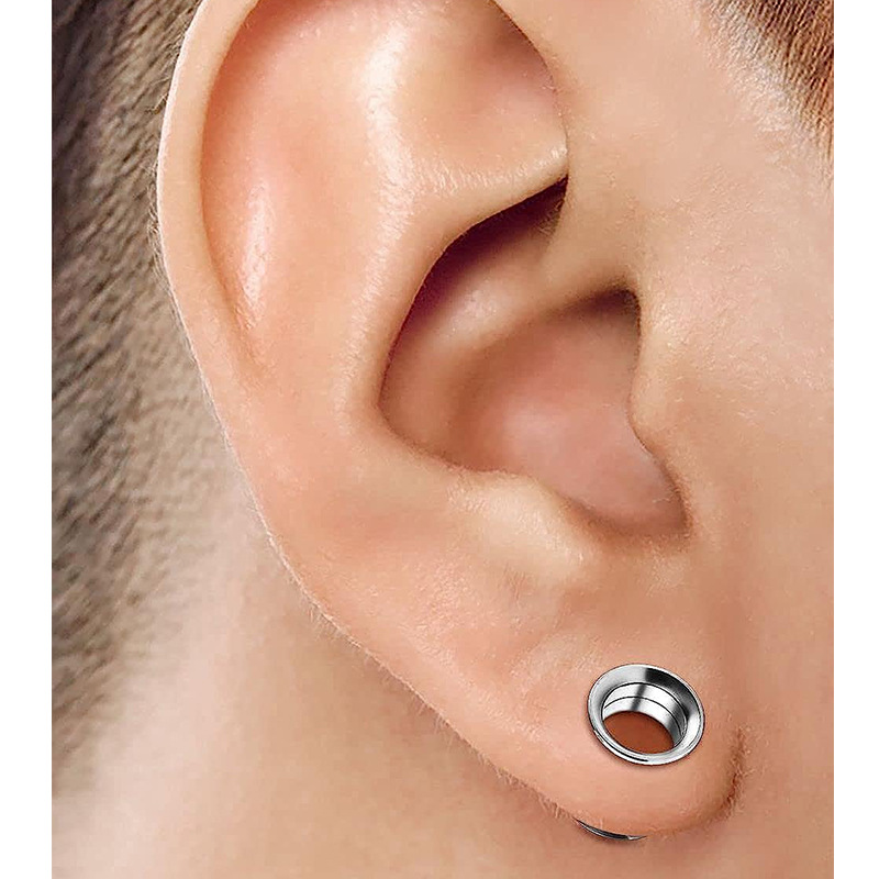 European and American punk style simple steel color horn ear expander earrings titanium steel inner teeth auricle human body puncture ear expander ear