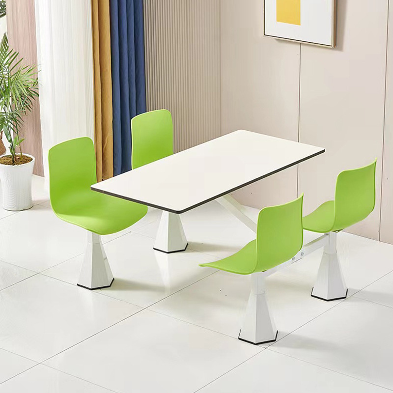 Canteen One-Piece Fast Food Dining Table and Chairs School Canteen Dining Table and Chairs Staff Canteen Area Restaurant Four-Person One-Piece Dining Table and Chairs