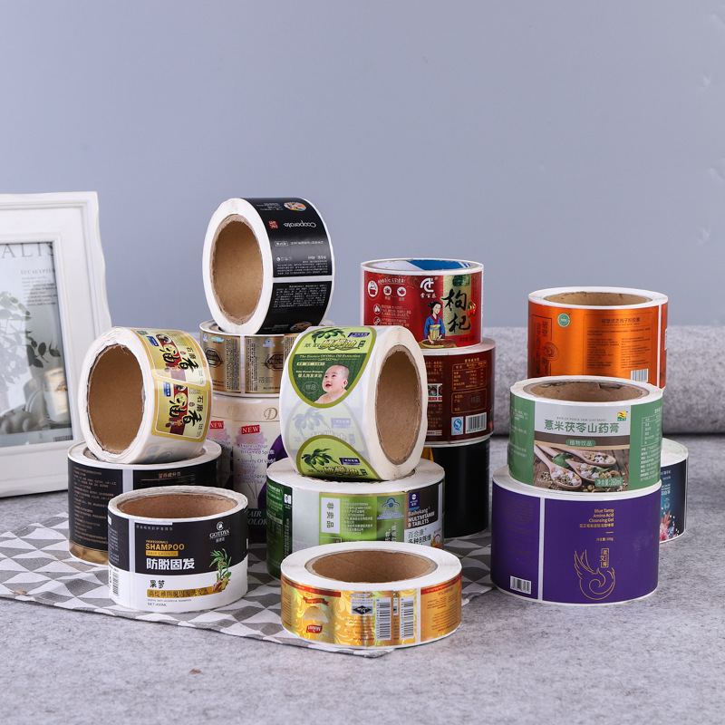 Fixed roll self-adhesive label sticker transparent coated paper trademark logo QR code label printing sheet