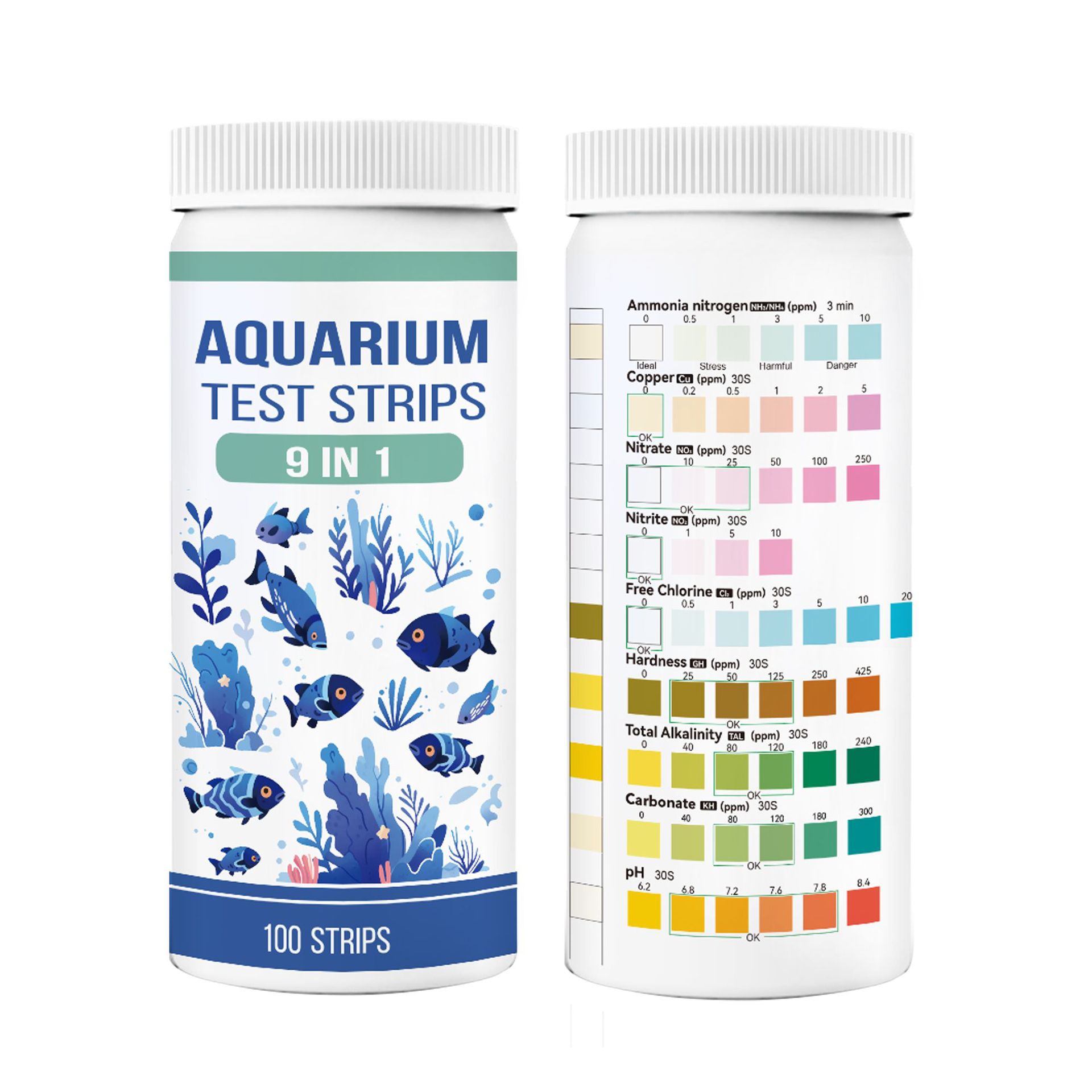 Cross-Border Hot Selling 9-in-1 Aquarium Fish Pond Fish Tank Aquaculture Water Quality Test Paper Ammonia Nitrogen Test Paper