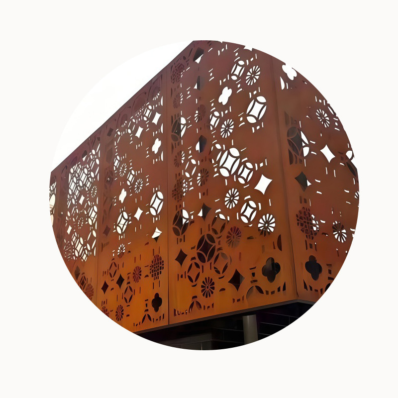 Pattern iron plate wear-resistant steel plate carved hollow punching curtain wall building exterior wall decoration old garden landscape board