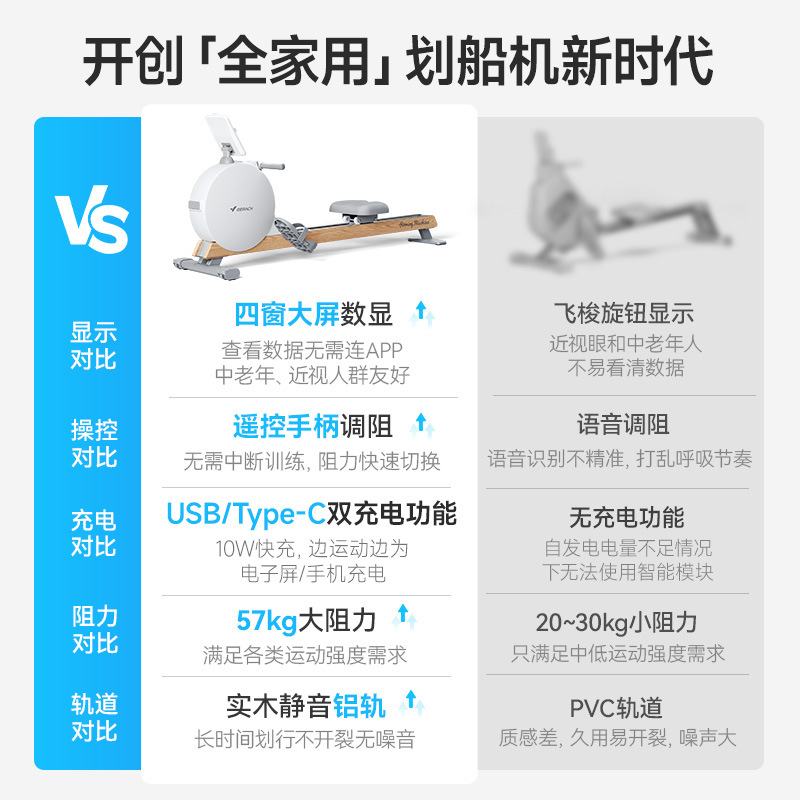 Merach Intelligent Magnetically Controlled Rowing Machine Q3 Household 32-Speed Resistance-Adjustable Aerobic Rowing Exercise Equipment