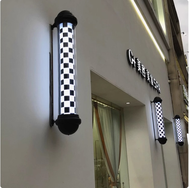 Hairdressing Turn Light Barber Shop LED Round Advertising Turn Light Wall Hanging Retro Hair Salon Light Box Outdoor Wall Hanging Waterproof