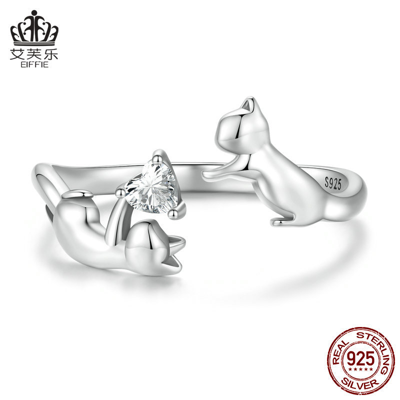 Кросс-бордер кольцо Bisal из стерлингового серебра S925 с открытием для кошки регулируемое кольцо животного