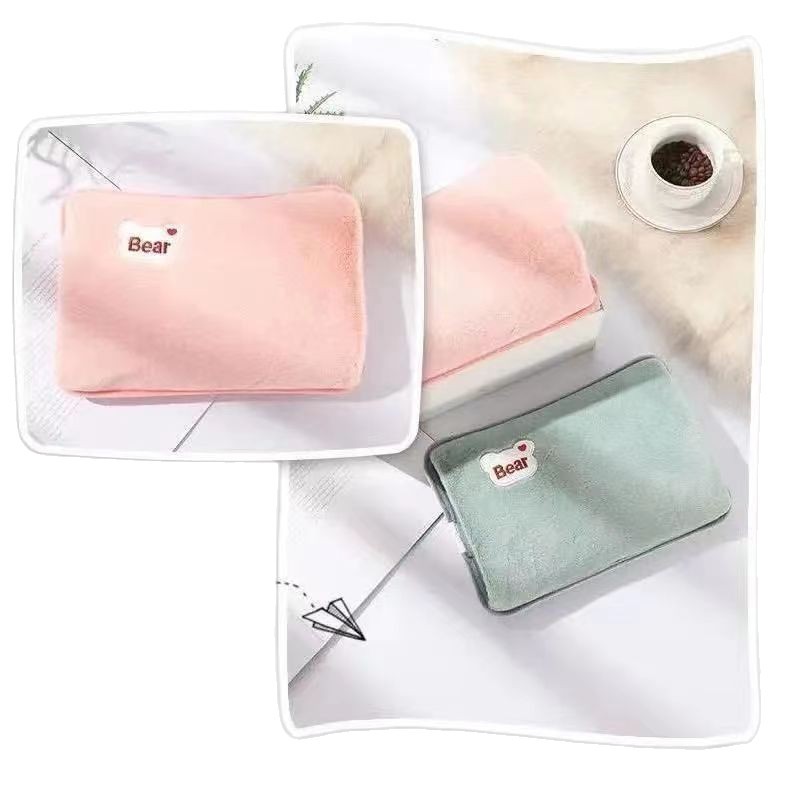Popular Winter Hot Water Bottle, Refillable, Thickened with Rabbit Velvet, Silk-Like, Cute Hand Warmer for Students, Hot Compress Pv