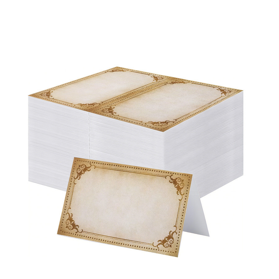Baroque Pattern Square Frame Table Card, One Piece Minimum Order, Factory Ready Stock, Retro Wedding Handwritten, Fillable Thickeneded Paper