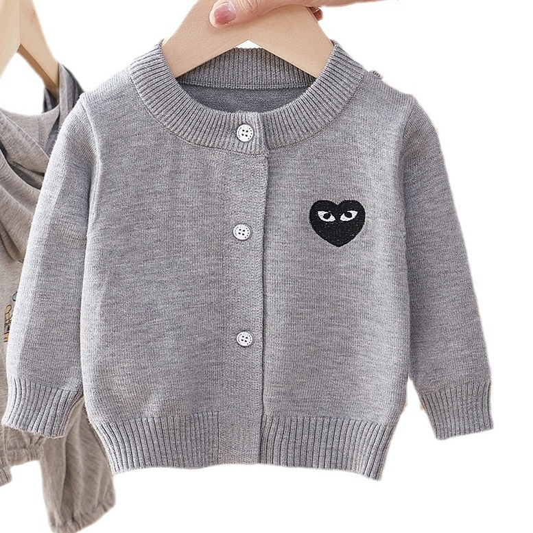 Live Supply 2025 New Children's Sweater Spring Baby Round Neck Pure Color Outwear Girls Cotton Knitted Cardigan