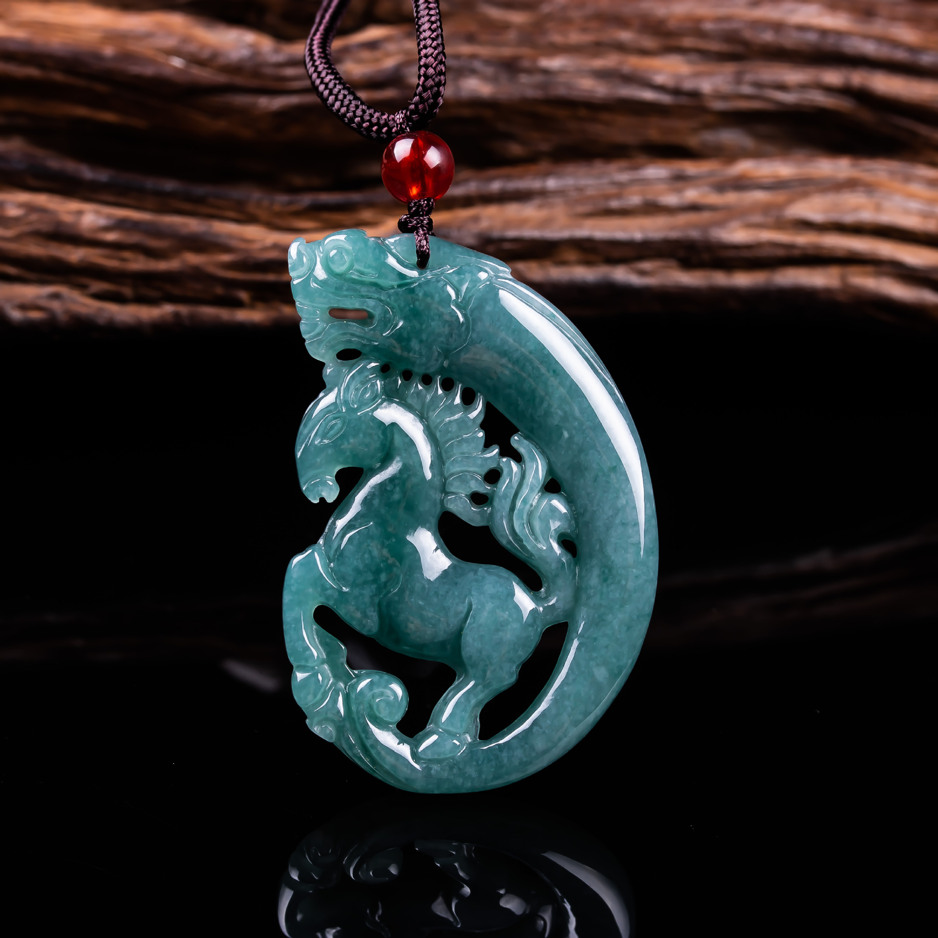 Natural Jade A-Grade Jade Pendant Horse Brand Pendant Ice Jade Men's and Women's Pendant Jewelry Jade Jade Pendant Wholesale