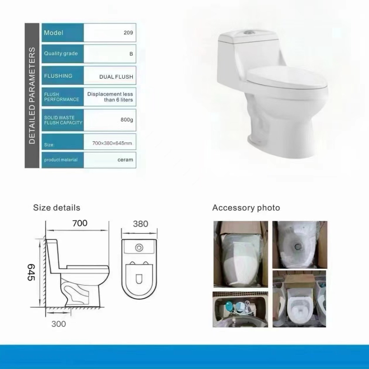 Factory Direct Sales Siphon Tip Extended Toilet One-Piece Toilet Toilet Siphon Type Suction Pumping Anti-Odor Toilet