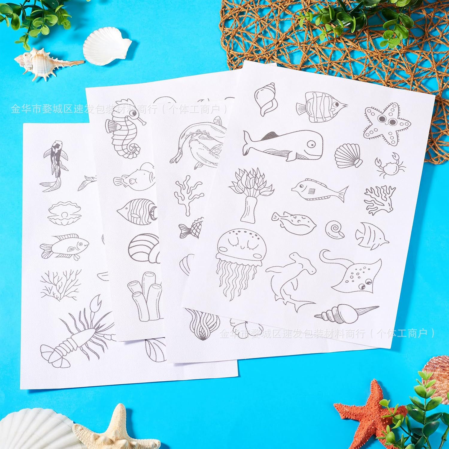 2025 New A4 Printable Marine Life Hand Embroider Self-Adhesive Paper Adhesive Embroider Water-Soluble