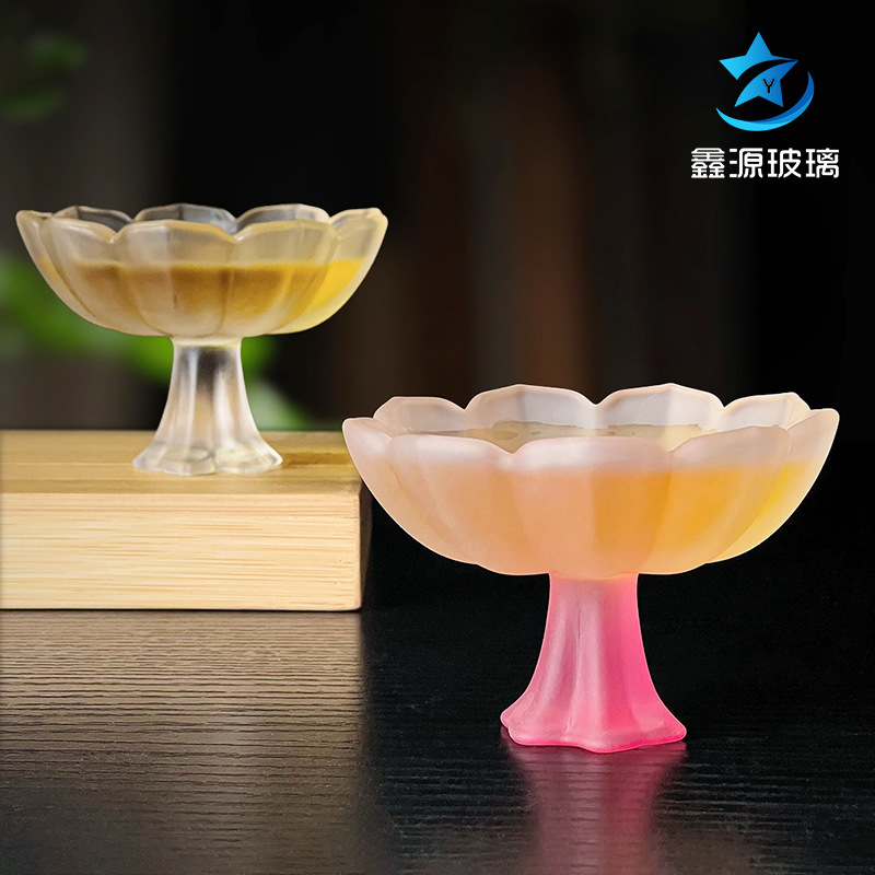 Стеклянная лотосовая чайная кружка на высоком подносе, мастеровая кружка, женская чайная кружка, одиночная кружка, бокал, имитация стиля Сун