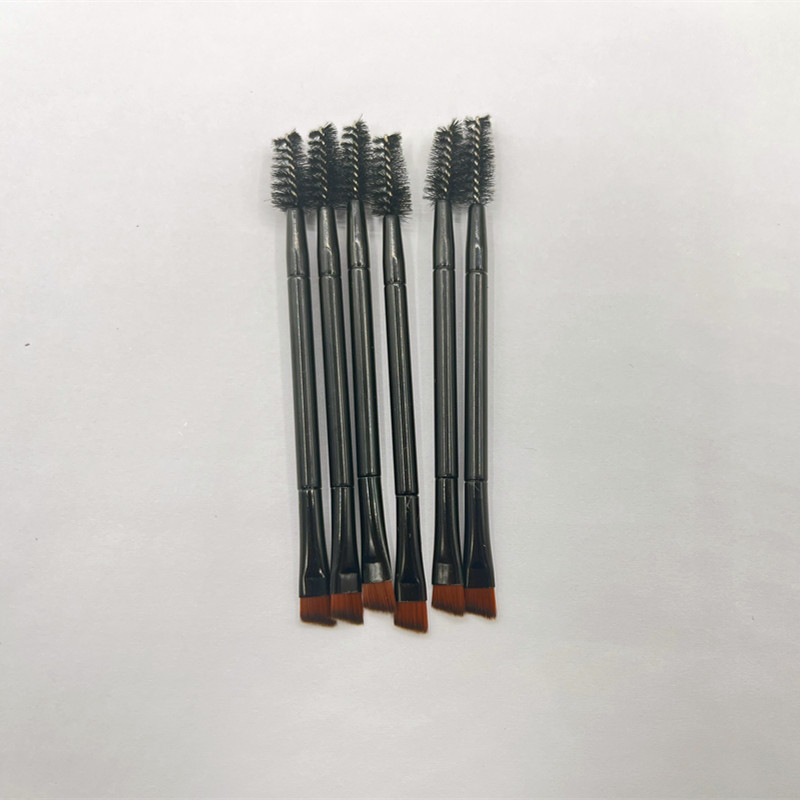 Factory Direct eyebrow brush cross-border makeup brush black double-headed oblique eyebrow brush eyebrow pencil wholesale eyelash brush