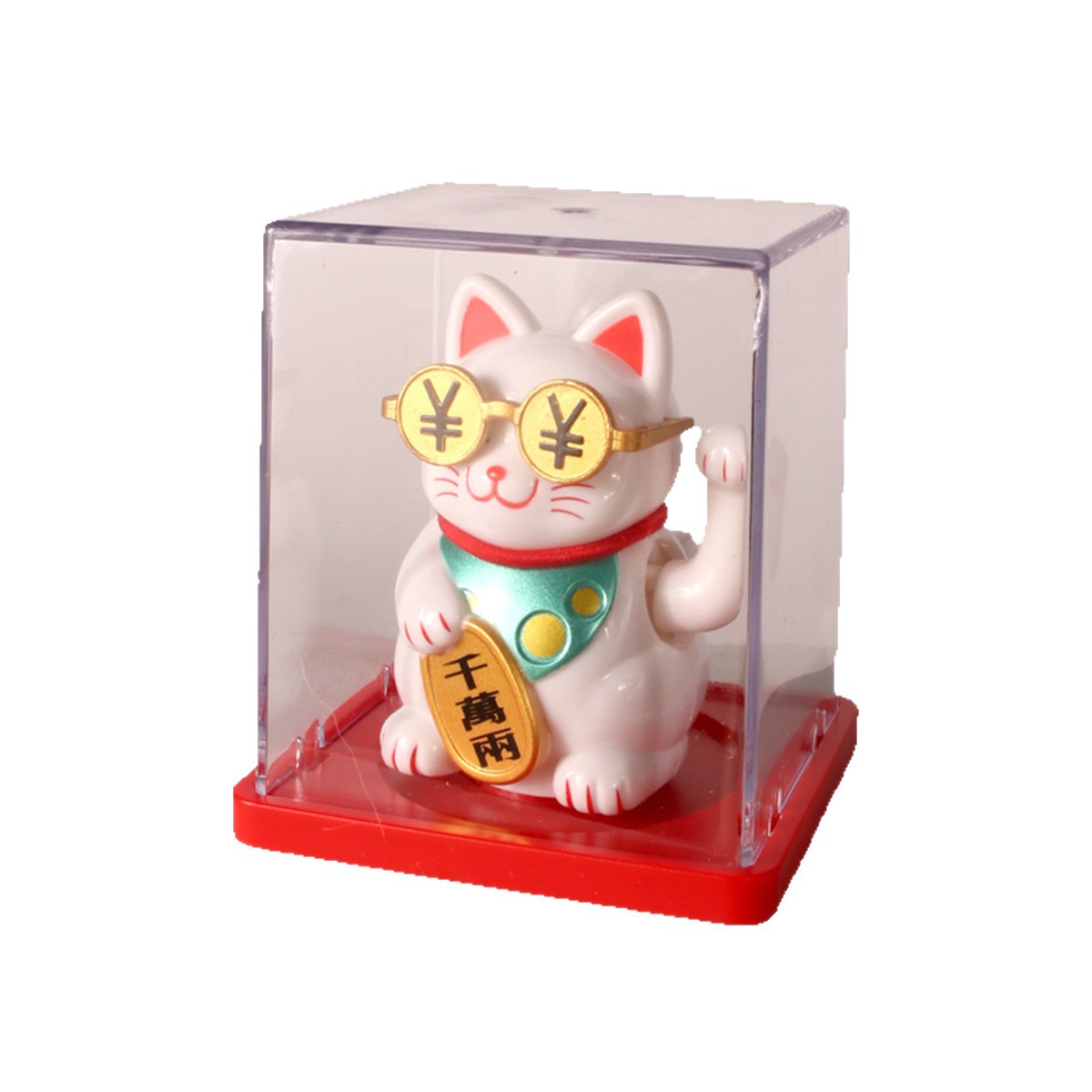 2inch Solar Fortune Cat Automatic Waving Fortune Cat Home Desktop Cashier Front Desk Creative Car Ornament Factory