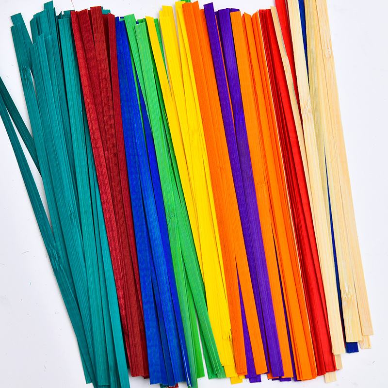 Bamboo Strips, Ultra-Thin Handmade Bamboo Strips Material, DIY Bamboo Slices, Dyed Gradient Color, Student Handicraft Study Materials