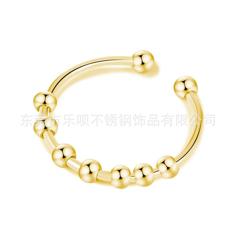Stainless steel puncture jewelry seven-star beads adjustable ring perfect adjustable ring