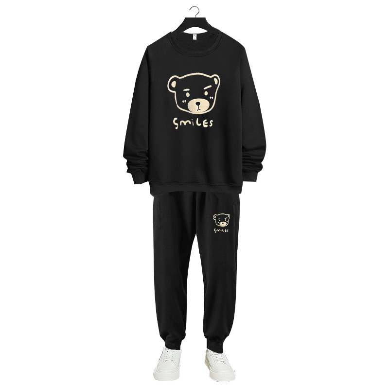 DW1027-DK2027 extra large size suit sports cotton fleece-lined fat sweater pants men's autumn and winter Plus