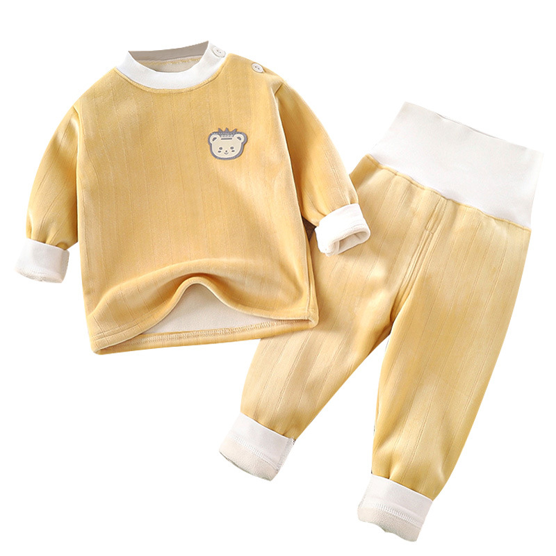 Children's thermal underwear suit baby thickened autumn and winter clothes boys and girls autumn clothes long pants baby fleece-lined homewear