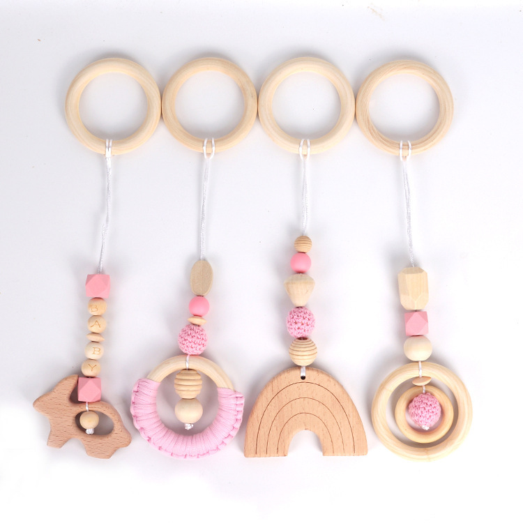 Baby Fitness Rack Pendant Children's Toy Four-piece Rabbit Beech Bed Bell Baby Car Toy Hanging Accessories