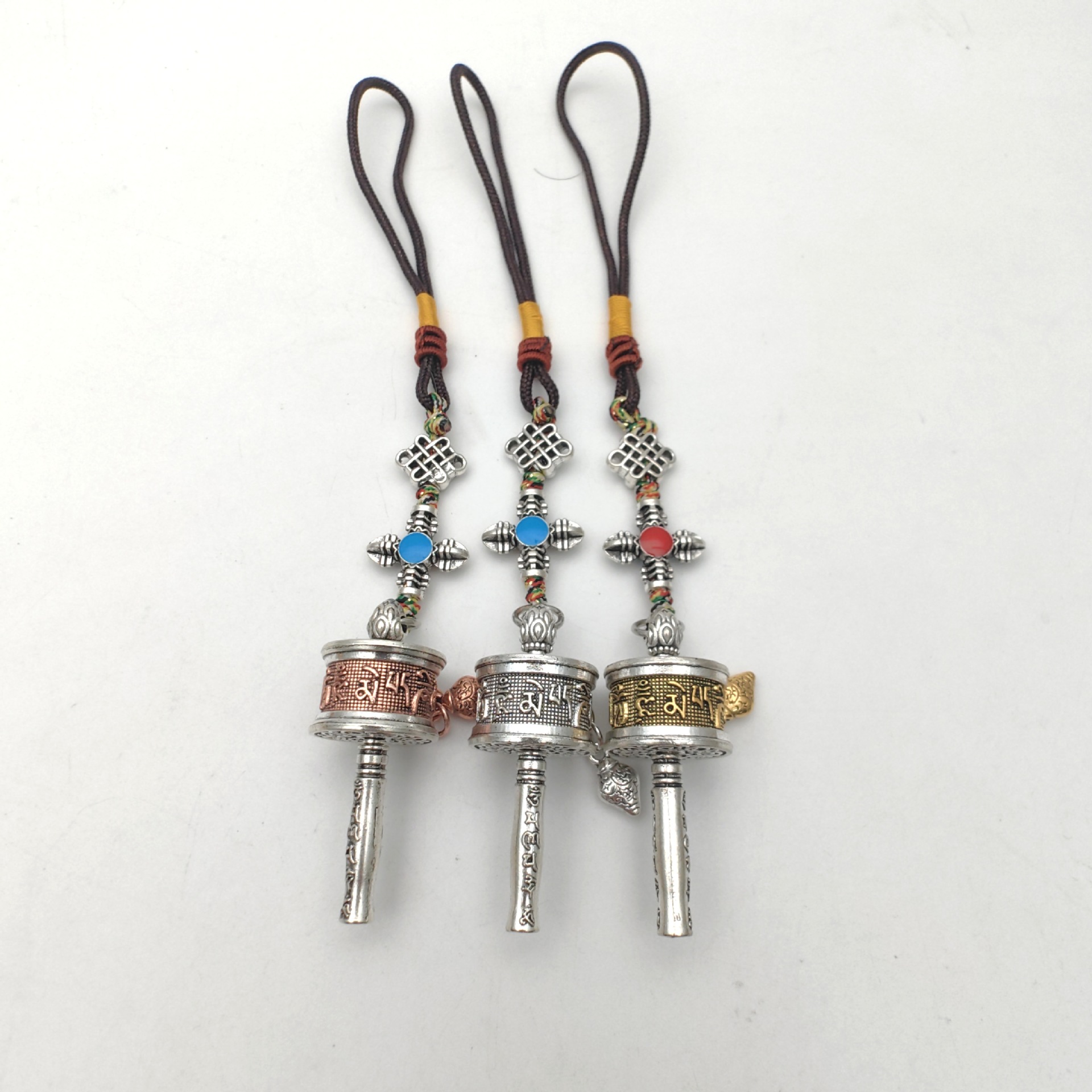Alloy Prayer Tube Vajra Rope Six-Character Mantra Xizang Jewelry Luggage Car Hanging Keychain Pendant Wholesale