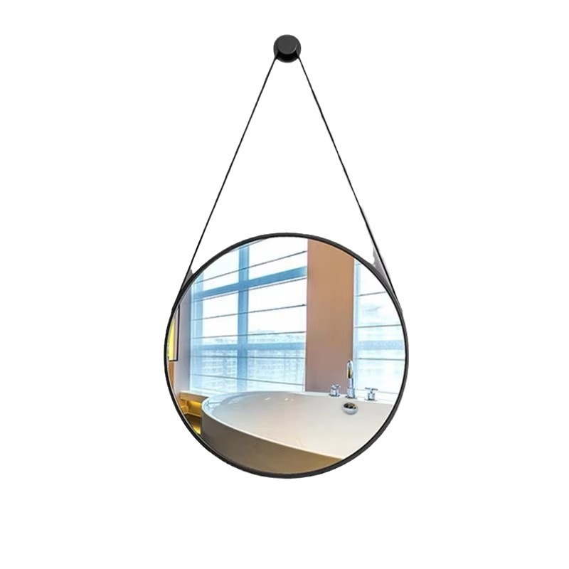 European Style Simple PU Pendant Round Wall Living Room Decoration Hot Sale Bathroom Mirror