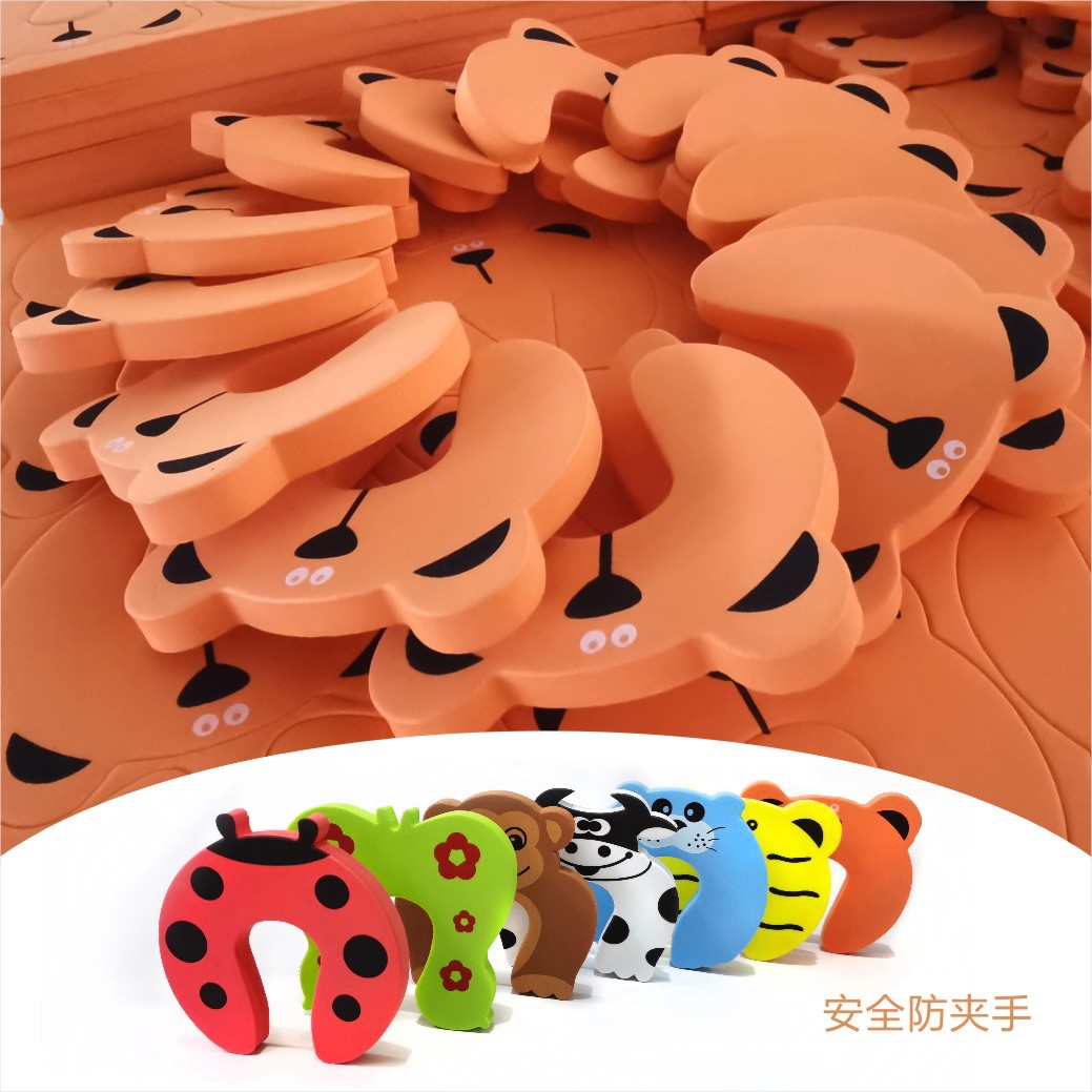 Children's door card anti-pinch hand safety cartoon animal cow door barrier Youbei infant eva door plug wholesale direct Tiger