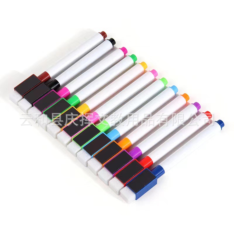Factory wholesale whiteboard pen with magnetic band brush color erasable water-based painting marker pen children's drawing board whiteboard pen