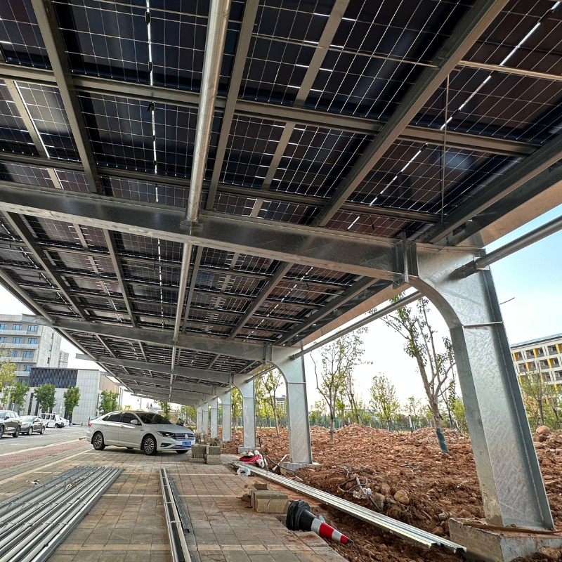Tianjin Customized Photovoltaic Carport Manufacturer for Highway Service Areas, Hotels, Shopping Malls, and Hospitals, Single-Way and Two-Way Photovoltaic Parking Sheds