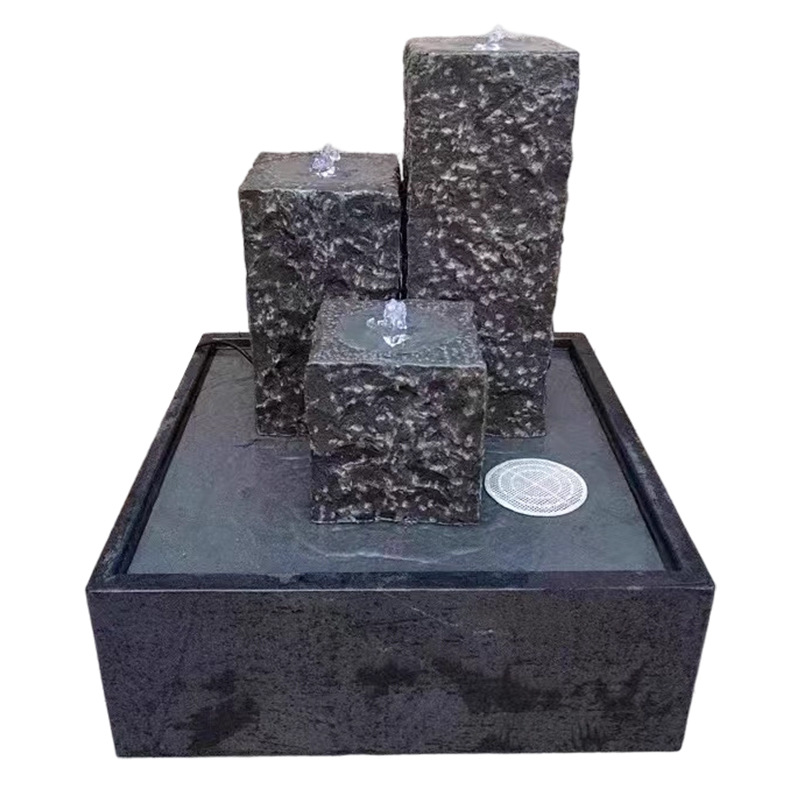 Natural Black Mountain Stone Water Bowl, Flowing Water Stone Bowl, Self-Circulating Rockery, Japanese-Style Landscaping, Courtyard Spring Stone Ornaments