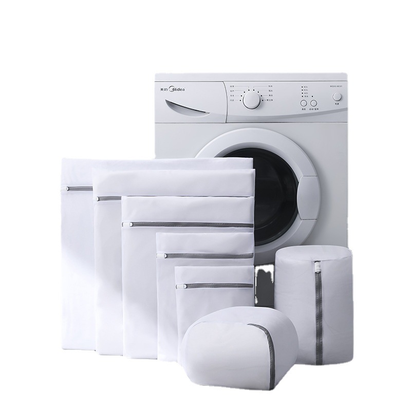 Modern Simple Style Laundry Bag Wholesale Grey Zipper Fine Mesh Sandwich Bra Bag Thickened Drawstring Laundry Bag