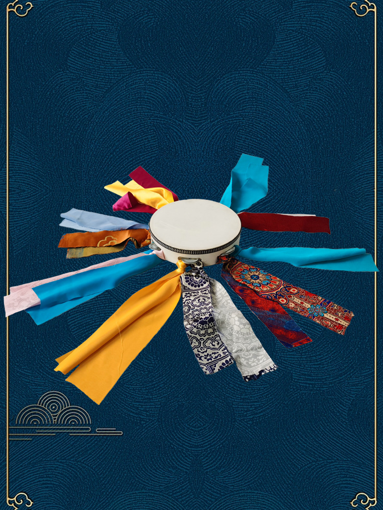 Монгольский древний барабан из овечьей кожи, креативный стиль с лентами, великолепный тамбурин, ритуальный фестиваль Тибета