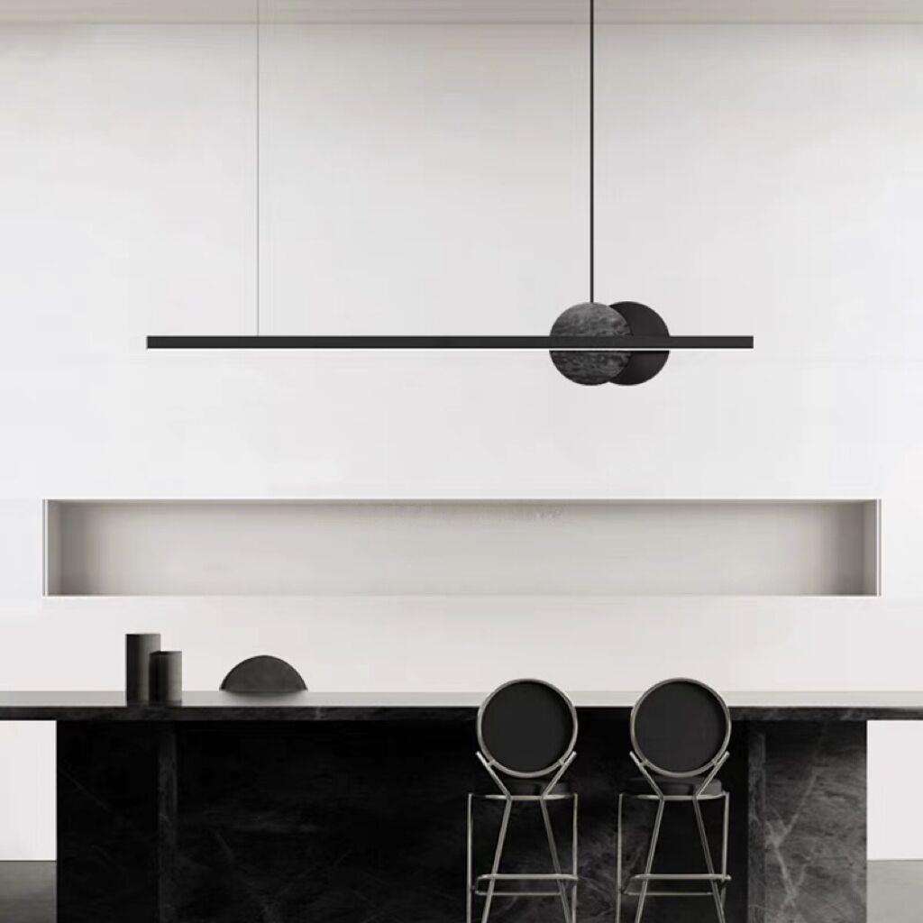 Выставочный зал завода Чжуншань итальянская минималистская световая роскошь полностью медная мраморная длинная полосатая люстра для столовой современная элегантная модельная комната