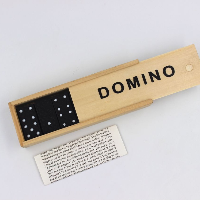 Factory Direct Sales Domino 28 Pieces High Standard Double Sixty Domino Wooden Box Black Domino Wholesale
