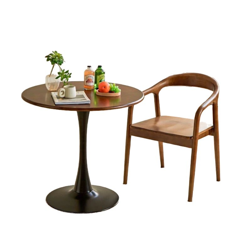 Medieval Style Solid Wood Bauhaus French Retro Home Small Apartment Foldable Slate Dining Table Square and Round Dual-Purpose Round Table