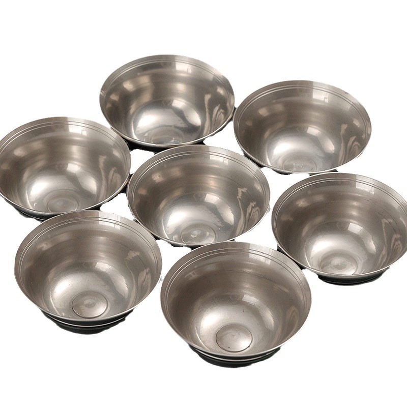 Nepalese Handmade Bronze Flat-Bottomed Water Bowl, Water Cup, Buddhist Hall Home Furnishings, a Set of Seven Holy Water Cups, Pure Copper