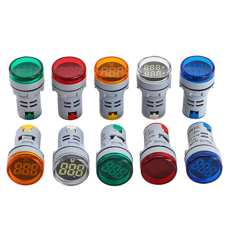 Led Digital Display Voltage Current Hz Frequency Indicator Light Round Ad16-22Vms Signal Light with Display Table