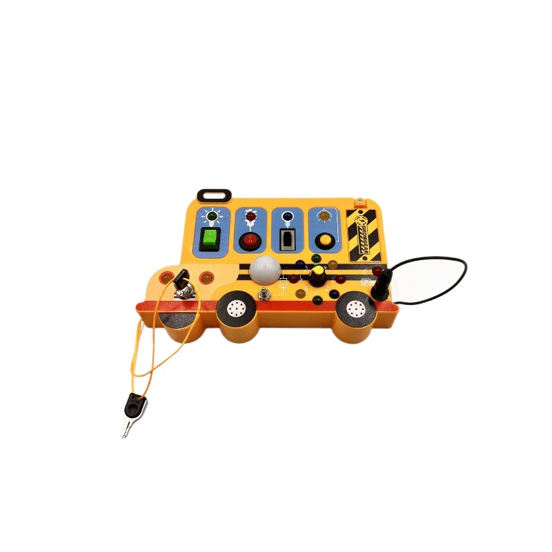 Cross-Border Children's Cartoon Bus Light and Sound Effects Switch Busy Board Educational Early Education Busy Board Children's Toys Wholesale
